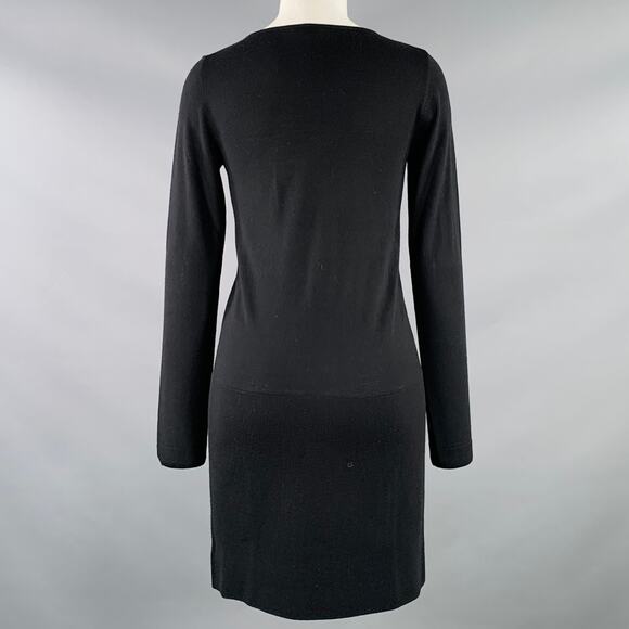 THEORY Size S Pazia Preen Black Wool Long Sleeve Above Knee Dress - Picture 3 of 6